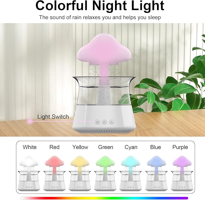 Humidificador Parlante Nube y Lluvia: Relajación, Aromaterapia y Música