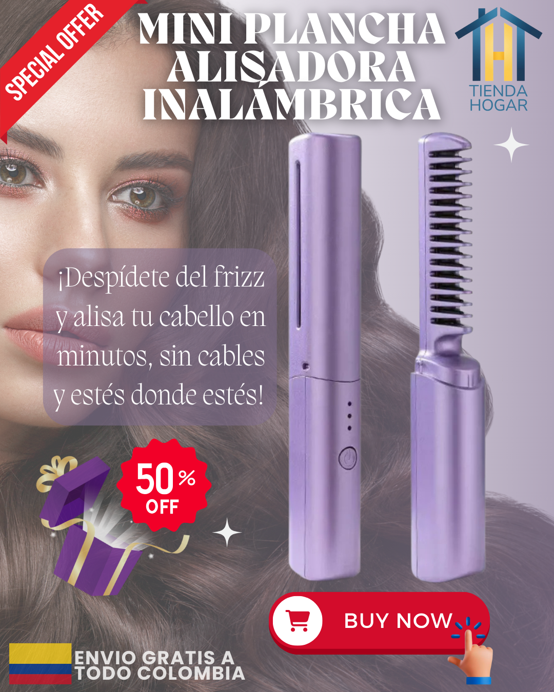 Mini Plancha Alisadora Inalámbrica Recargable: ¡Cabello Perfecto Donde Quieras!